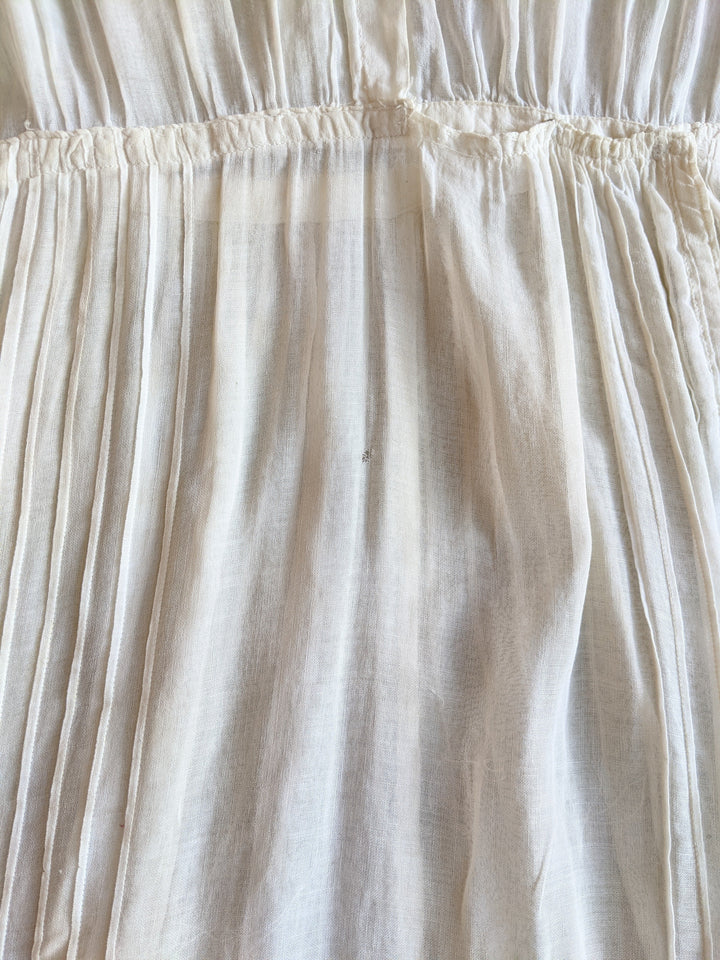 1910s Embroidered Cotton Dress | 30" Waist