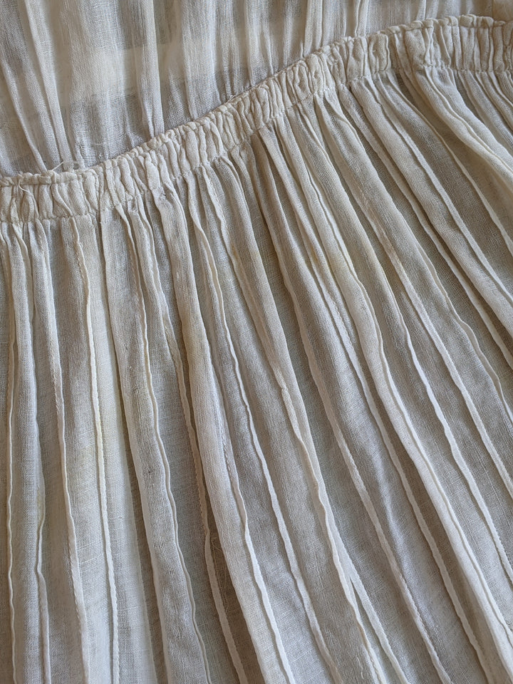 1910s Embroidered Cotton Dress | 30" Waist