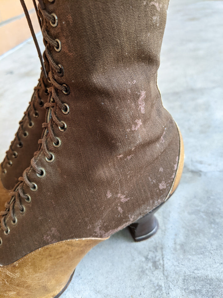 1910s - 1920s Tall Lace Up Brown Boots | Sz 38