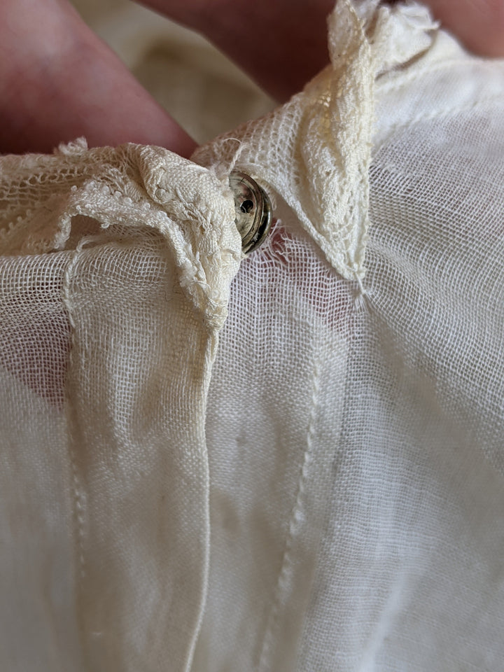 1910s Embroidered Cotton Dress | 30" Waist