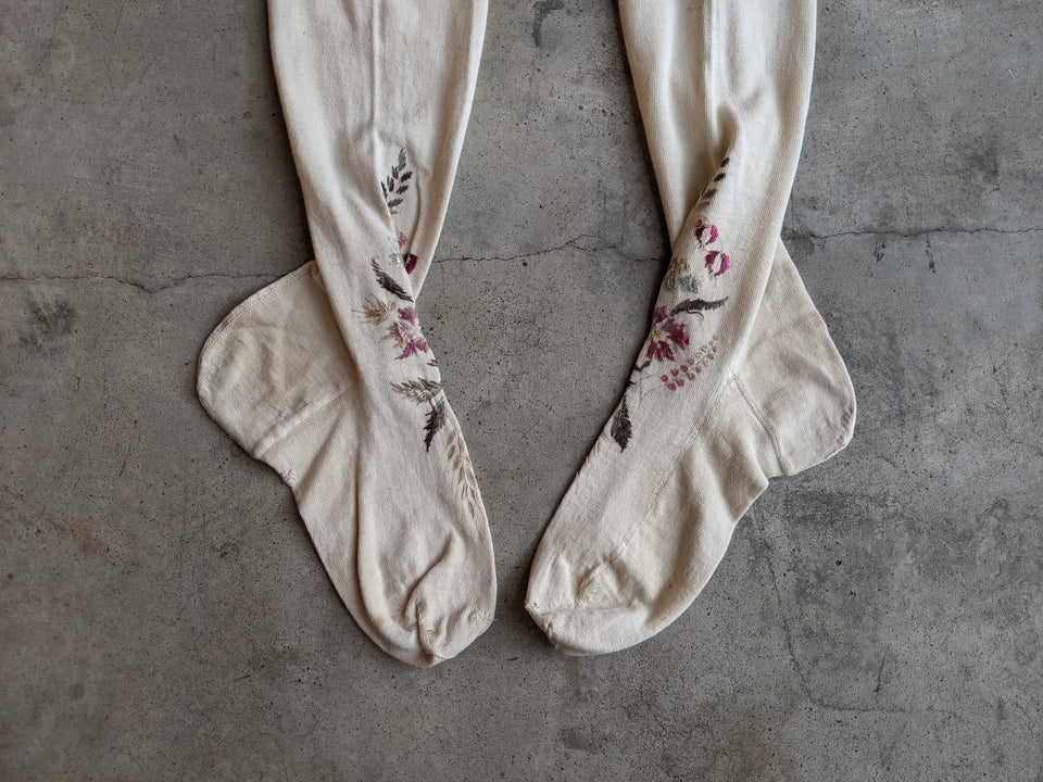 Antique Embroidered Stockings