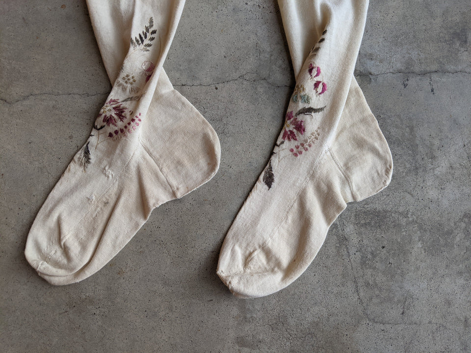 Antique Embroidered Stockings