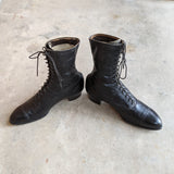 1910s Black Lace Up Boots | Approx Sz 8