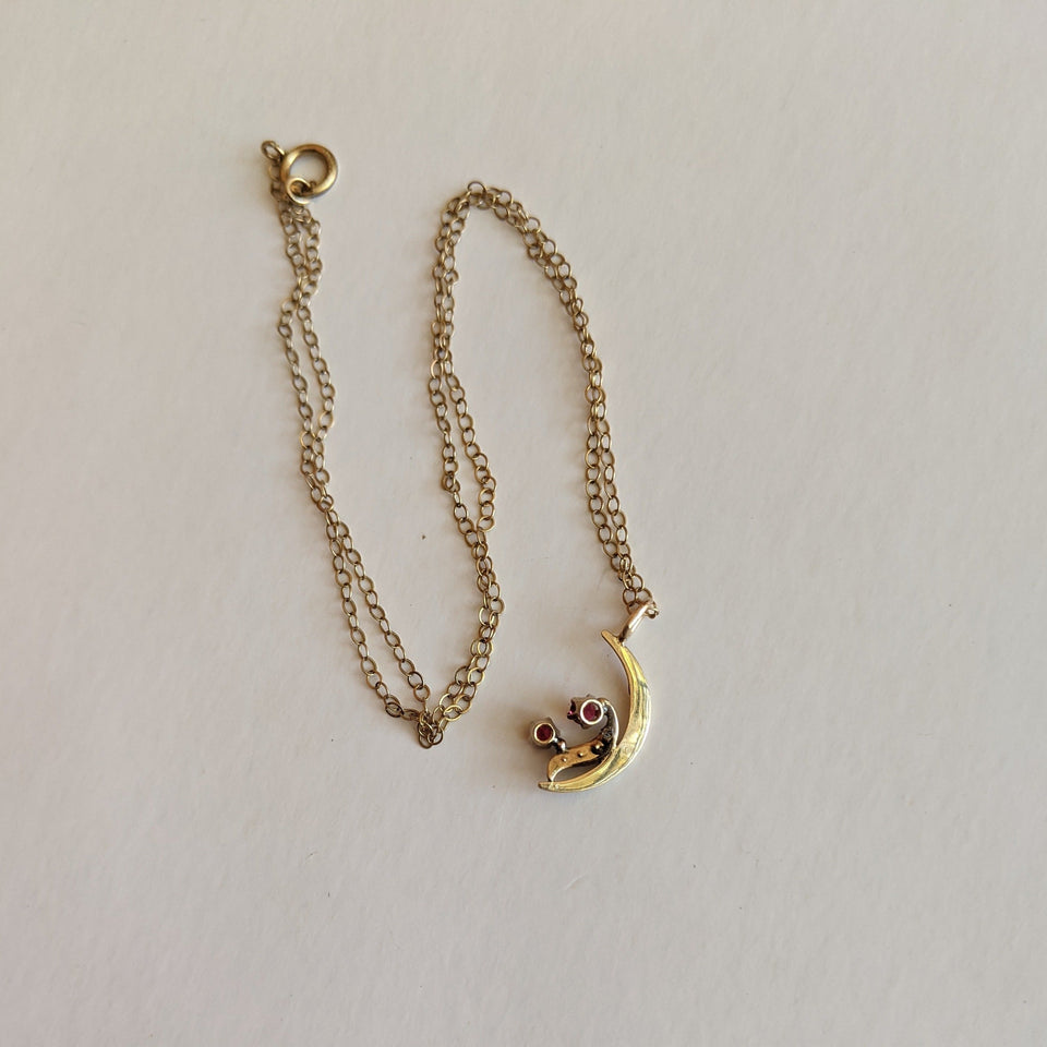 1900s-1910s 14k Gold Moon Pendant Conversion