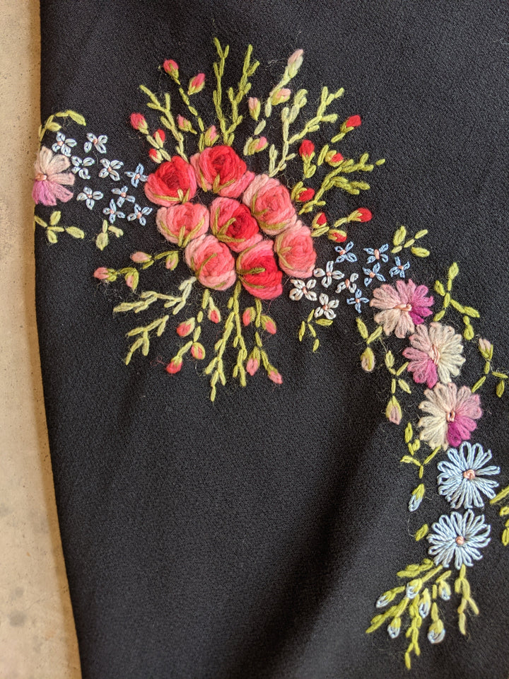 Early Vintage Embroidered Piano Shawl