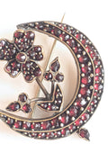 1890s Bohemian Garnet Flower Moon Brooch