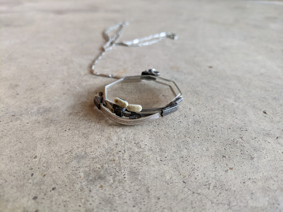 1920s White Gold Filled Lorgnette + Long Chain
