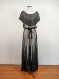 1930s Black Silk + Lace Dress