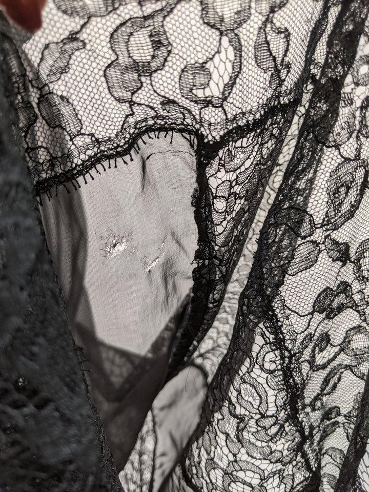 1930s Black Silk + Lace Dress