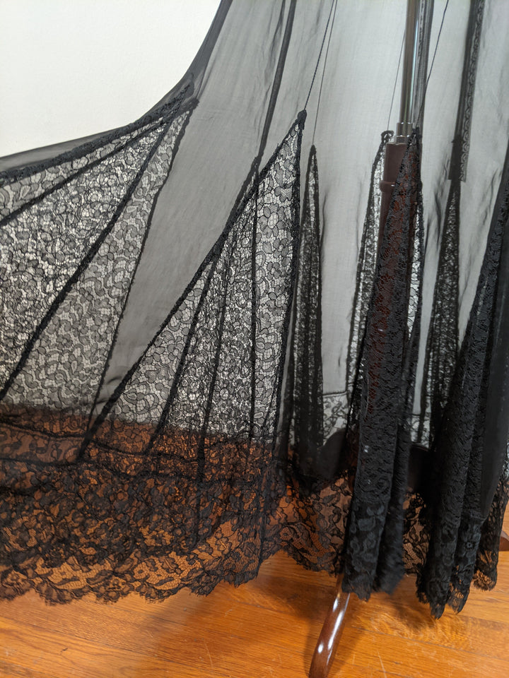 1930s Black Silk + Lace Dress