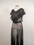 1930s Black Silk + Lace Dress