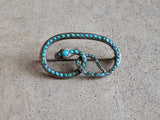C. 1890s Silver Turquoise Snake Brooch