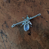 1900s Silver Fly Moonstone Pin