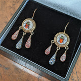 19th c. Micromosaic Beetle Earrings