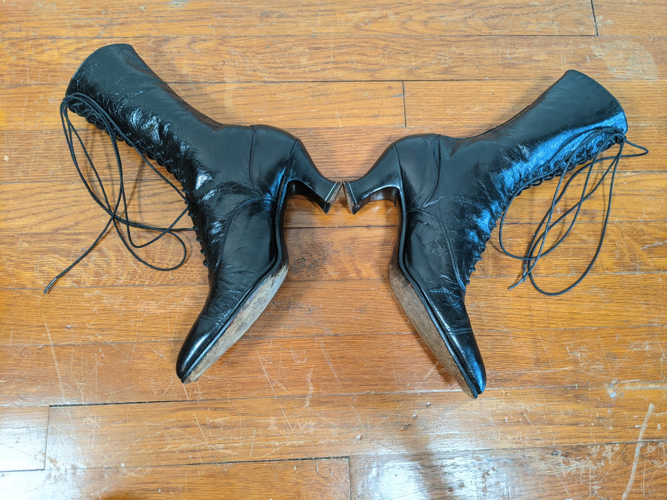 1910s-1920s Black Louis Heel Boots | Approx 6.5-7