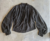 1900s Black Silk Bishop Sleeve Wrap Blouse