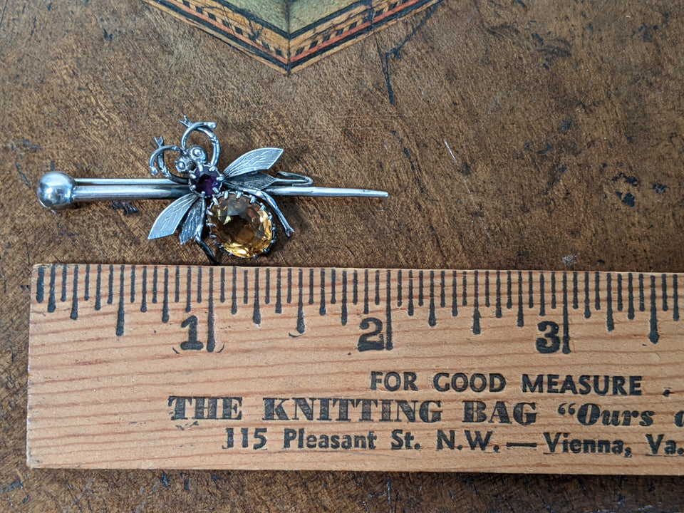 1900s Sterling Silver Fly or Bee Brooch