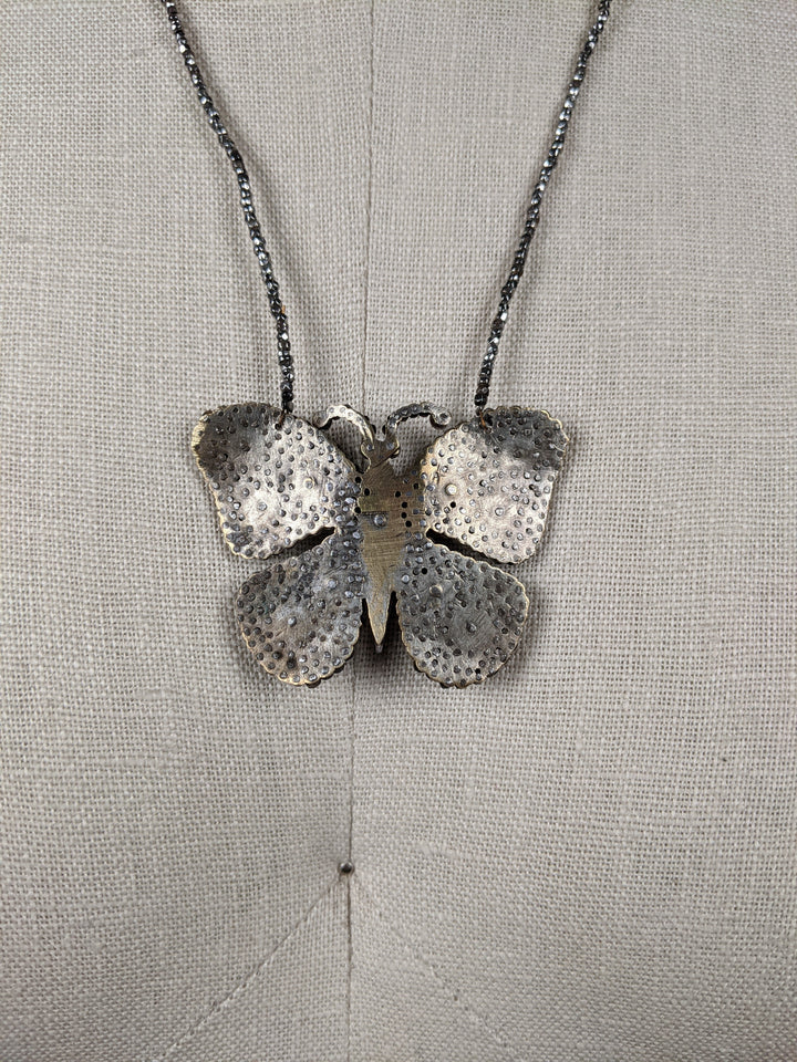 19th c. Cut Steel Butterfly Necklace