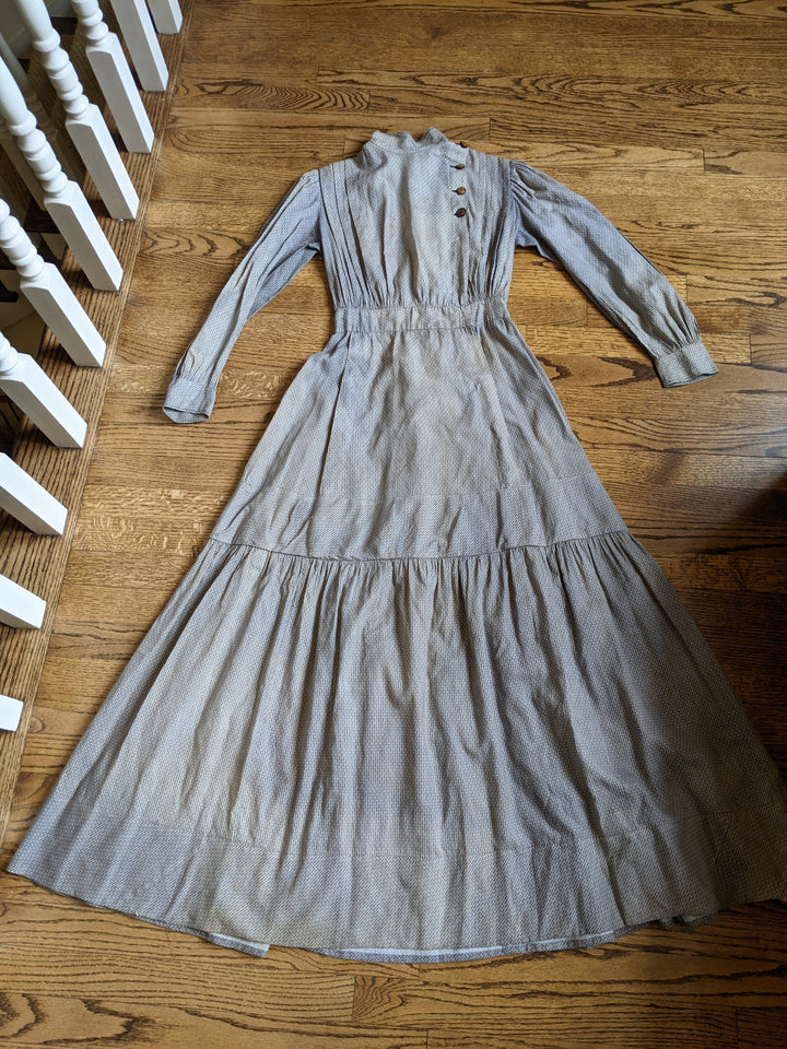 1900s Black + White Cotton Dress