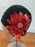 1920s Black + Pink Cloche Hat