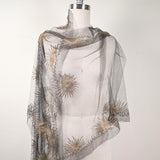 1920s Black + Gold Metallic Embroidered Sun Shawl