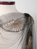 1920s Black + Gold Metallic Embroidered Sun Shawl