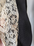 1930s Black Rayon + Lace Dress