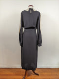 1930s Black Rayon + Lace Dress