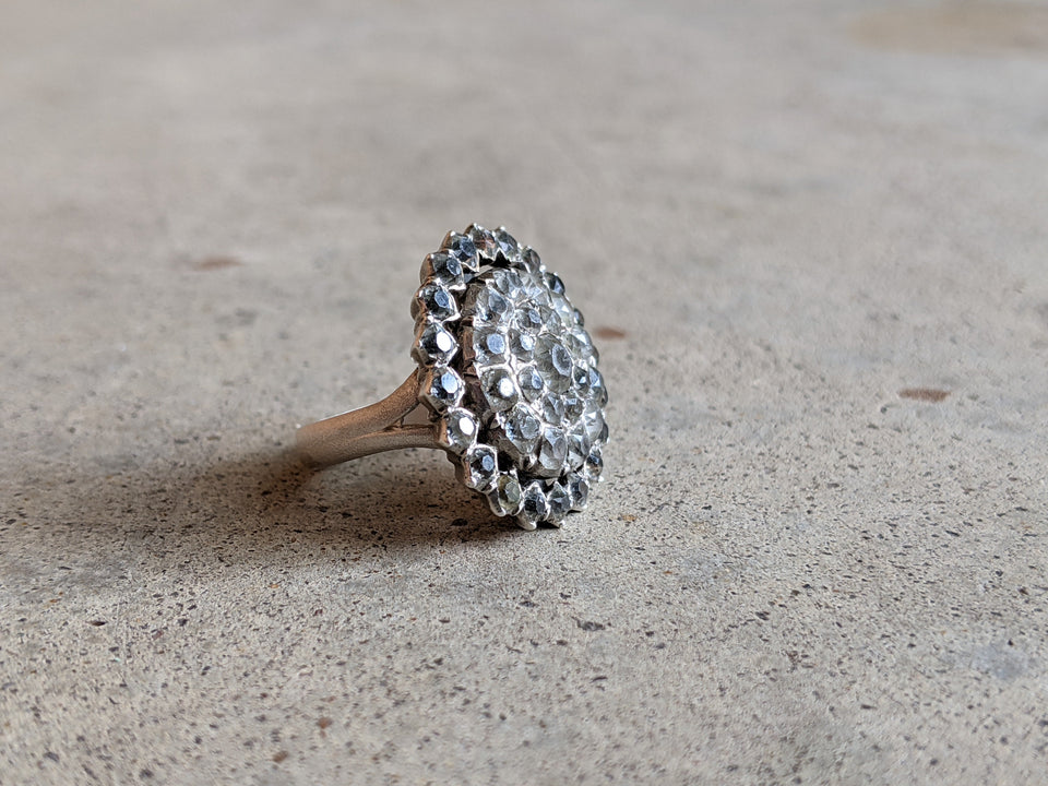 Early 19th c. Black Dot Paste Silver Ring