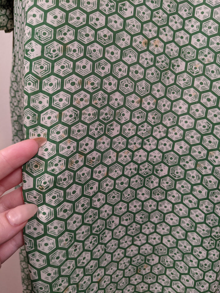 1930s Rayon Spiderweb Novelty Print Dress