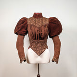 1890s Brown Velvet Gigot Sleeve Bodice