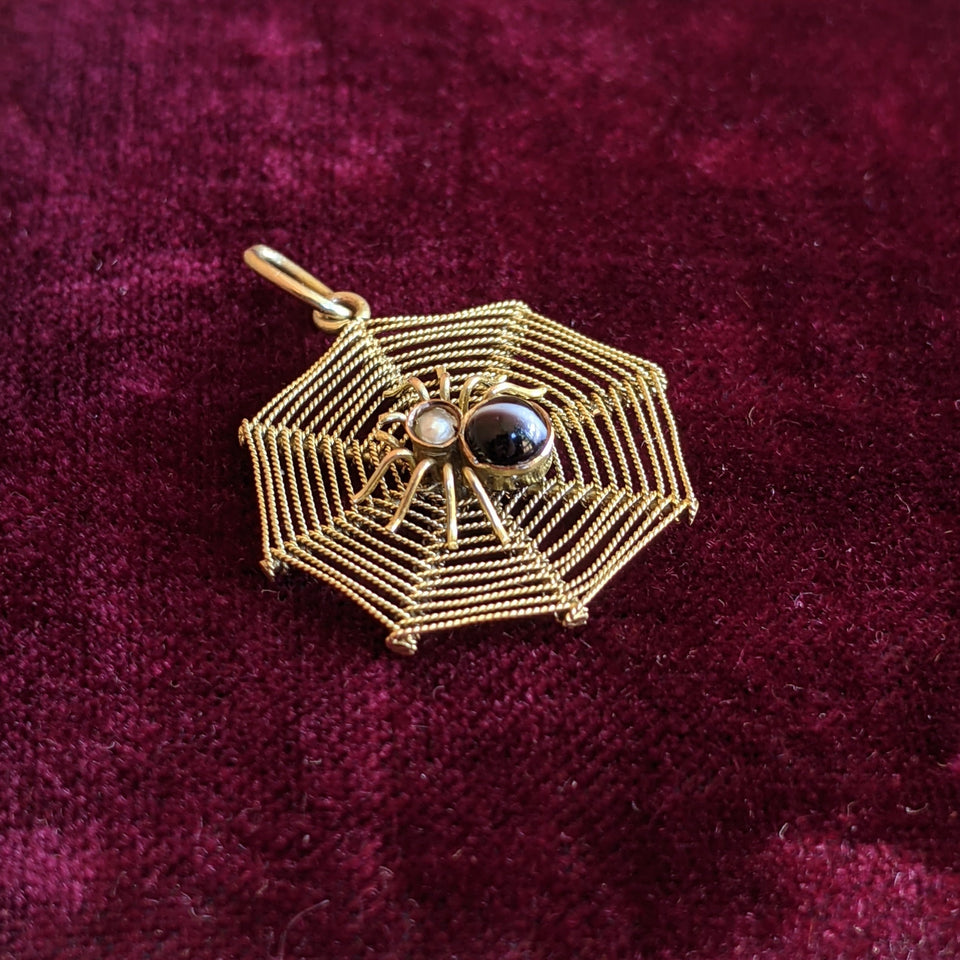 1900s 9k Gold Spider Web Pendant