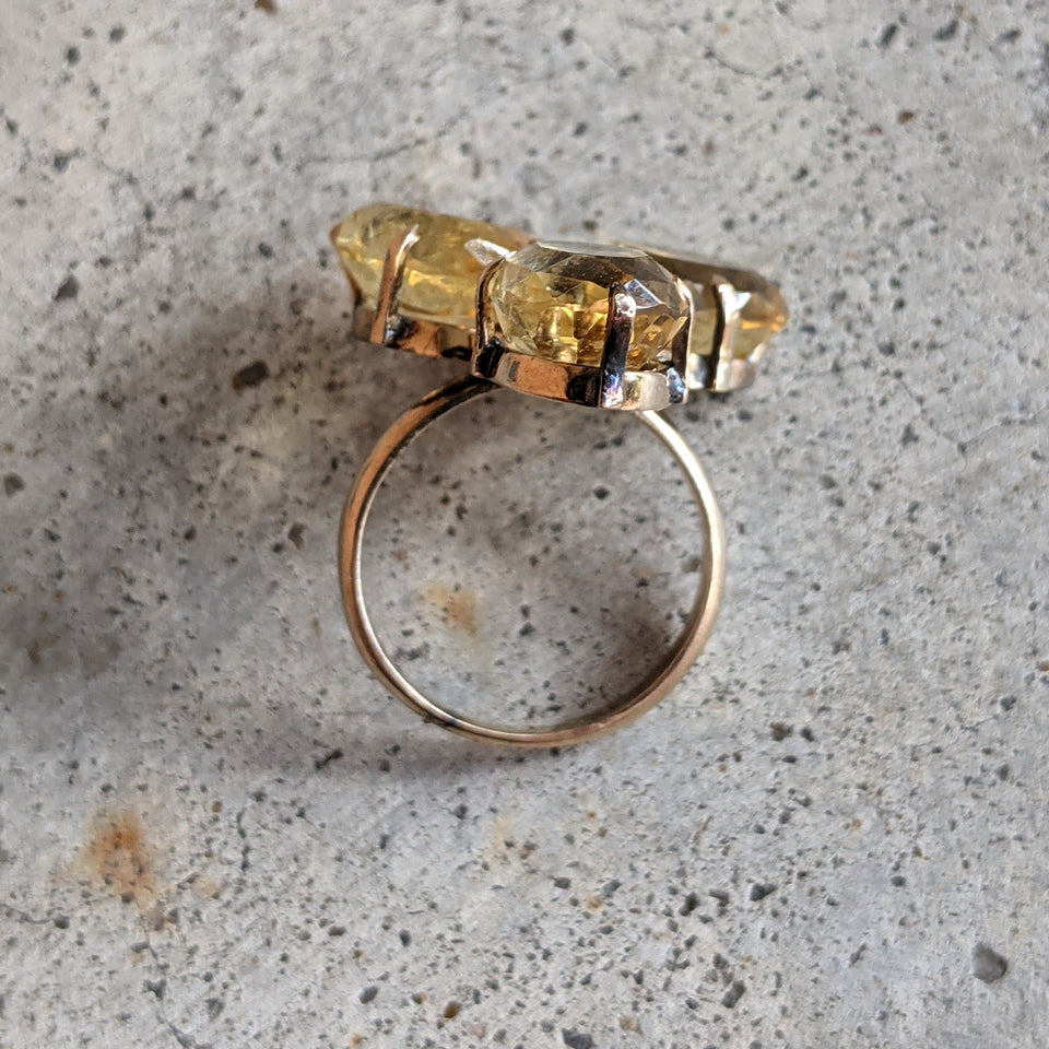 19th C. 10k Gold + Citrine Shamrock Ring
