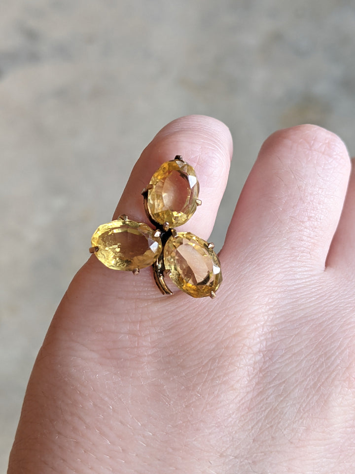 19th C. 10k Gold + Citrine Shamrock Ring