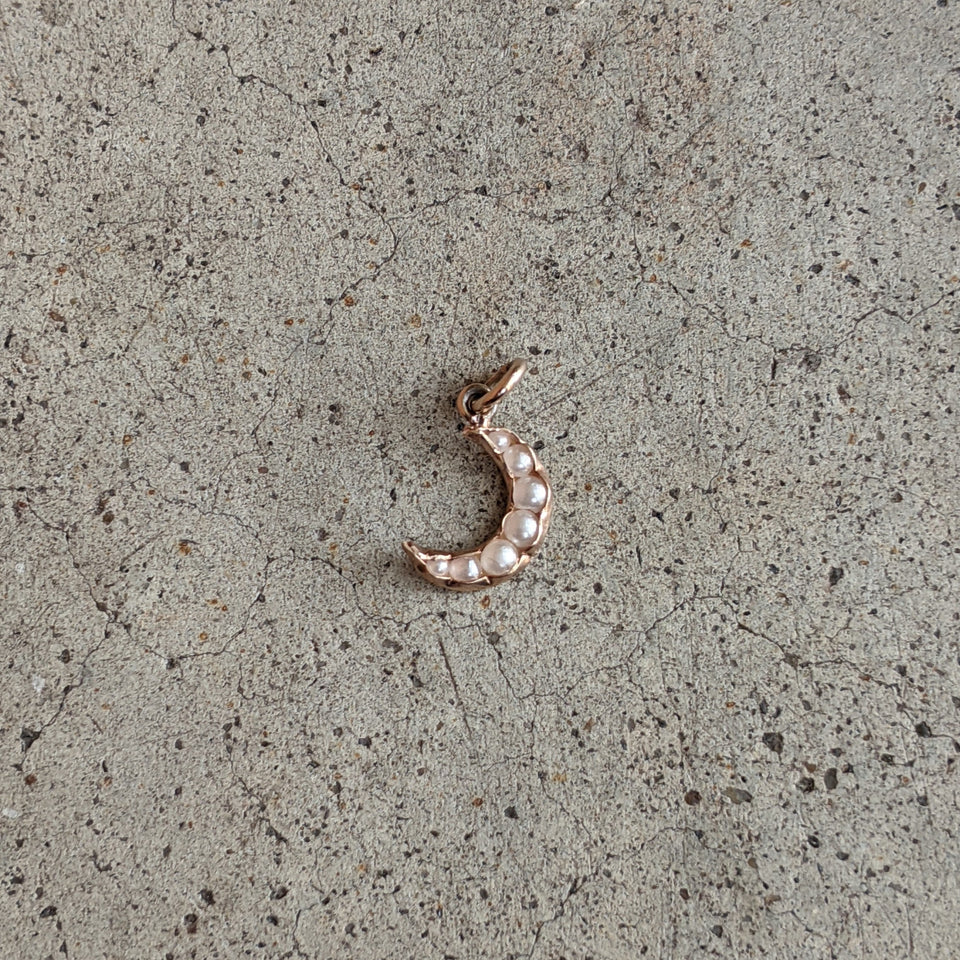 1910s Crescent Moon Seed Pearl Charm