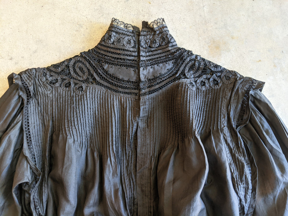 1900s Black Silk Shirt-Waist