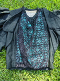 1890s Green + Black Gigot Sleeve Bodice
