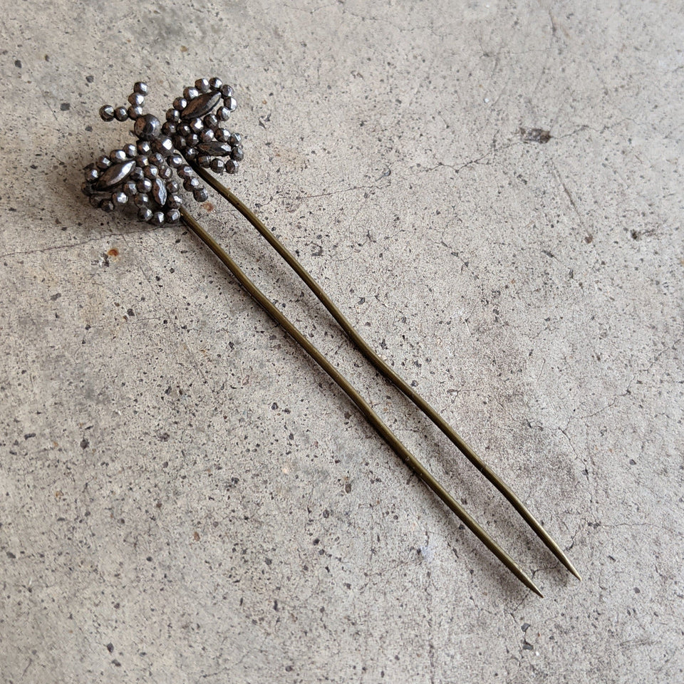 19th c. Cut Steel Butterfly Hair Pin
