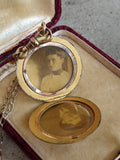 c. 1900s-1910s Locket + Long Guard Chain