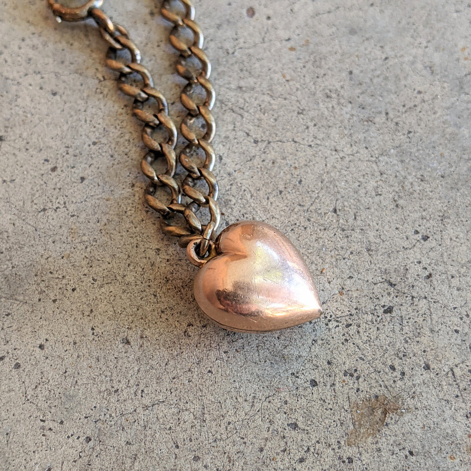 c. 1900s-1910s Puffy Heart Charm Bracelet