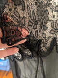 1920s Black Silk Chiffon + Lace Dress