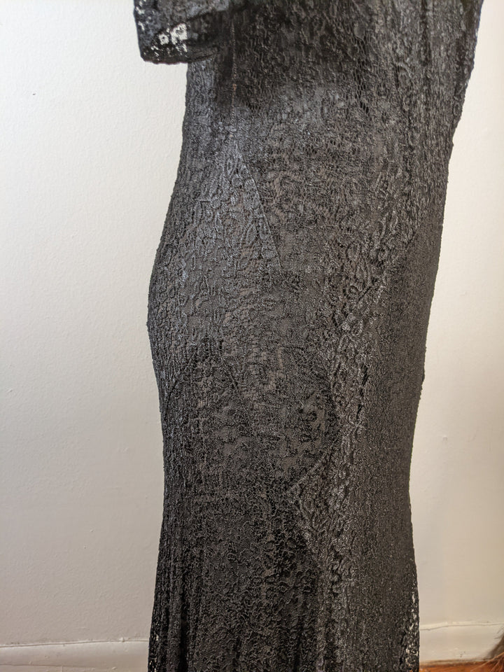 1930s Silk Lace Dress