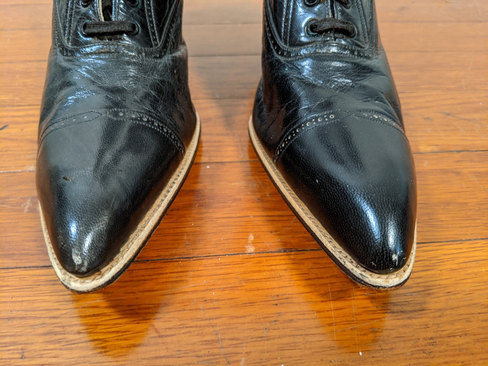1920s Black Lace Up Boots | Approx Sz 6-6.5