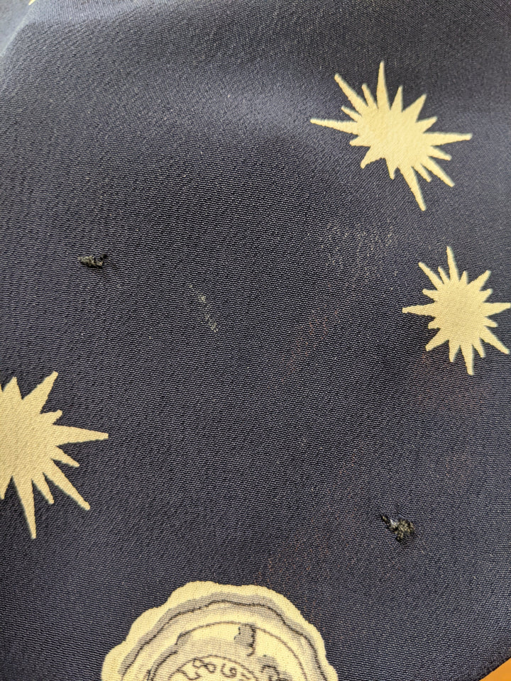 1940s Novelty Print Rayon Dress