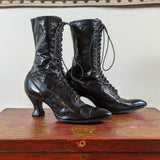 c. 1910s-1920s Black Lace Up Boots | Approx Sz 7