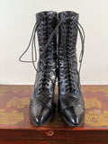 c. 1910s-1920s Black Lace Up Boots | Approx Sz 7