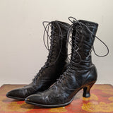 c. 1910s-1920s Black Lace Up Boots | Approx Sz 7