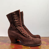 Early 1910s Brown Suede Side Button Boots | Approx Sz 5