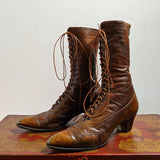 c. 1910s Brown Lace Up Boots | Approx Sz 7