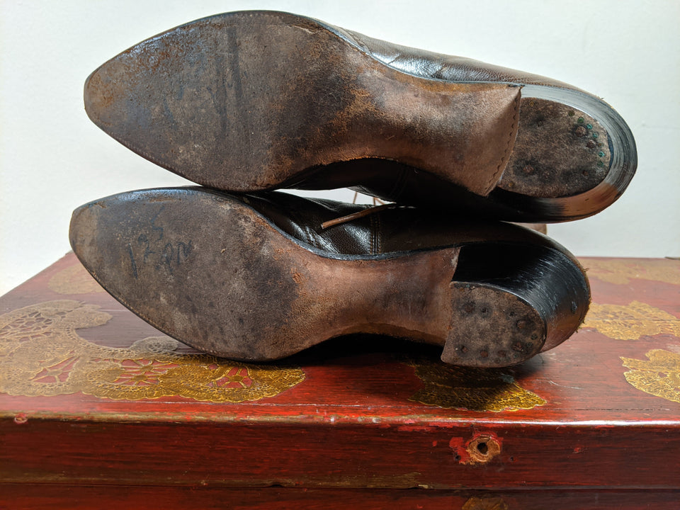 c. 1910s Brown Lace Up Boots | Approx Sz 7